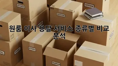 원룸 이사, 용달 서비스 종류별 비교 분석!
